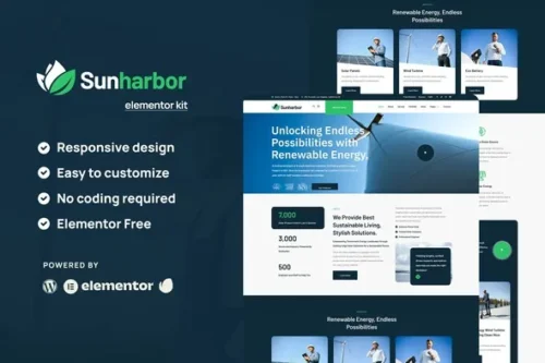 best solar energy Elementor website template instant download