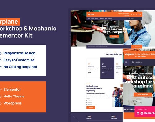 Airplane - Mechanic Workshop Elementor Template Kit