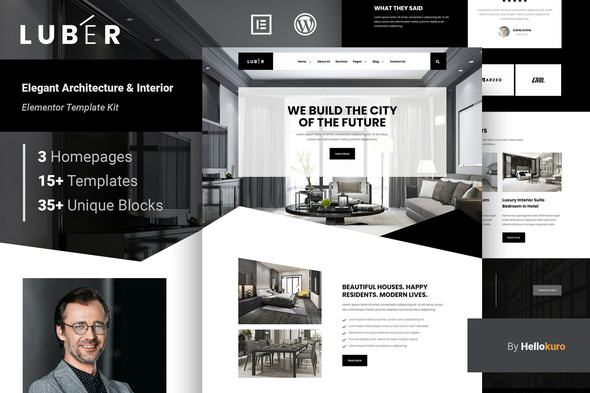 Luber - Elegant Architecture & Interior Elementor Template Kit best Luber architecture Elementor template kit download