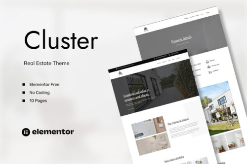 best Cluster Real Estate Elementor template kit download