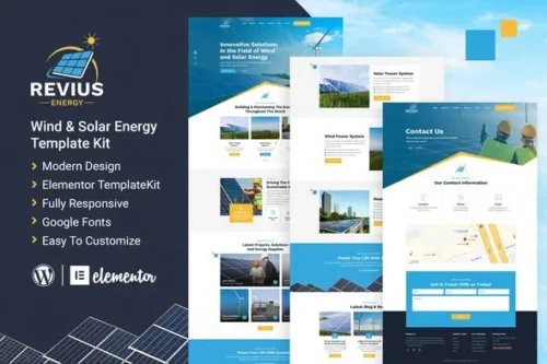 best renewable energy Elementor template kit download