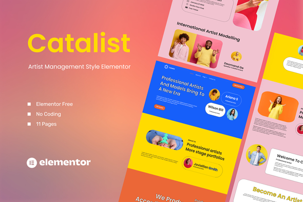 Catalist - Artist Management Elementor Template Kit best artist management Elementor template kit instant download