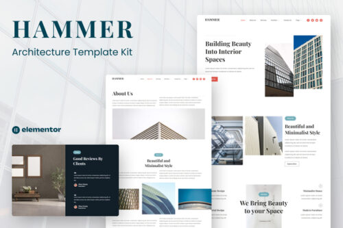 best minimal architecture Elementor template kit instant download