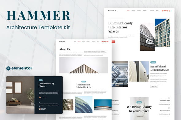 Hammer - Minimal Architecture Elementor Template Kit best minimal architecture Elementor template kit instant download