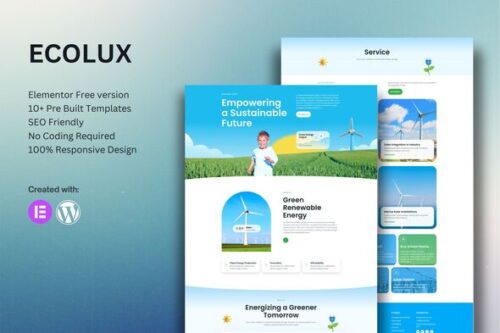 best green energy Elementor template kit instant download