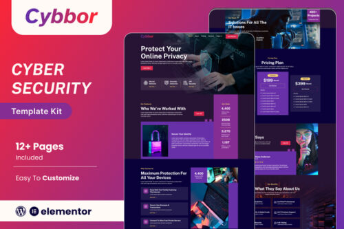 best cybersecurity Elementor template kit instant download