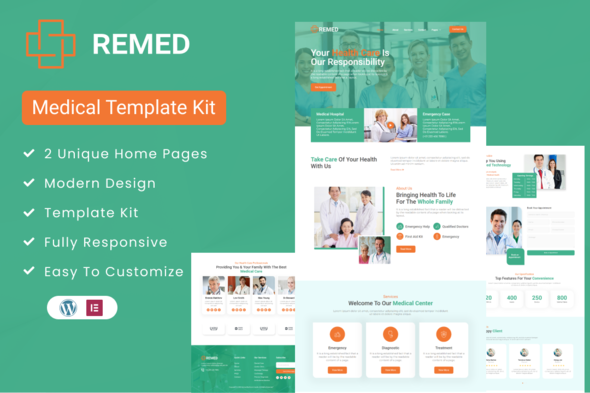 Remed - Medical Clinic Elementor Template Kit best medical clinic Elementor template instant download