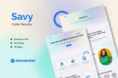 best cyber security Elementor template kit premium download