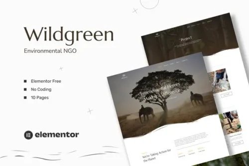 best environmental NGO elementor template kit download