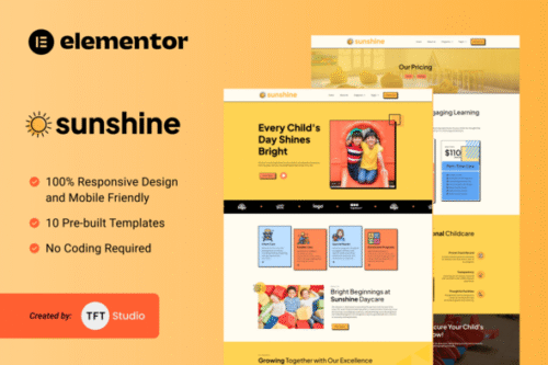 best daycare Elementor template kit instant download