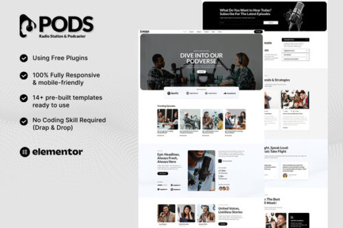best radio station Elementor template for podcasters download