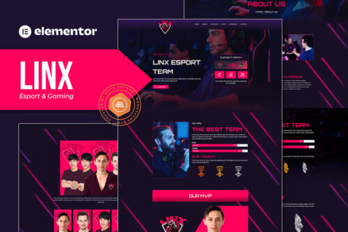 best esport gaming template kit for Elementor instant download