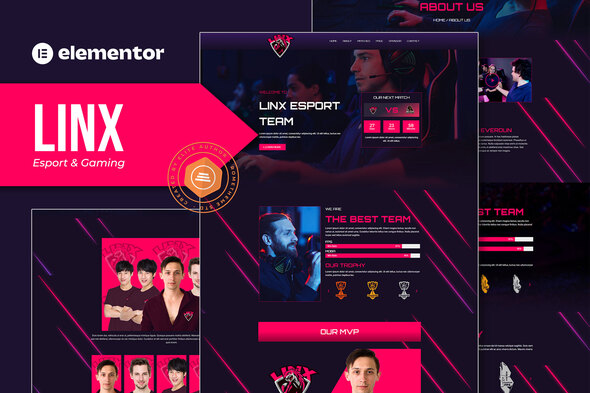 Linx - Esport & Gaming Elementor Template Kit best esport gaming template kit for Elementor instant download