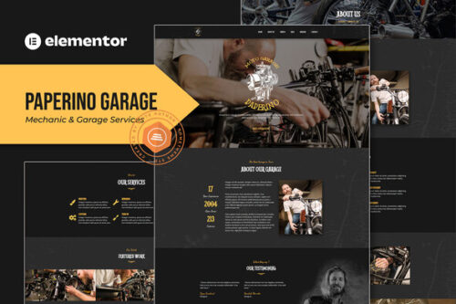 best motorcycle garage Elementor template instant download