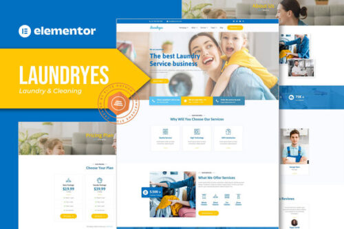 best Laundryes Elementor template kit laundry website download