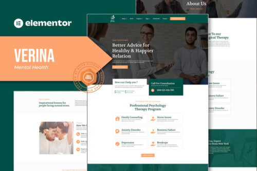 best mental health Elementor template kit instant download