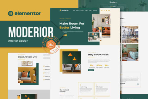 best Moderior Elementor template kit for interior design websites