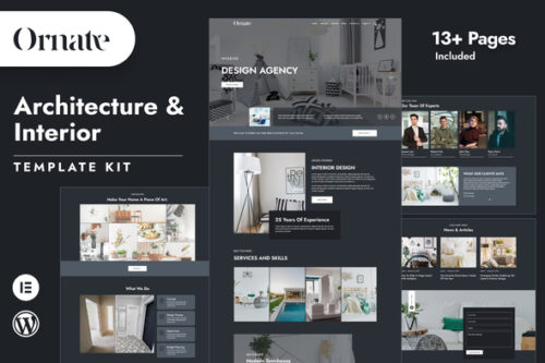 best Ornate architecture interior design Elementor template kit download