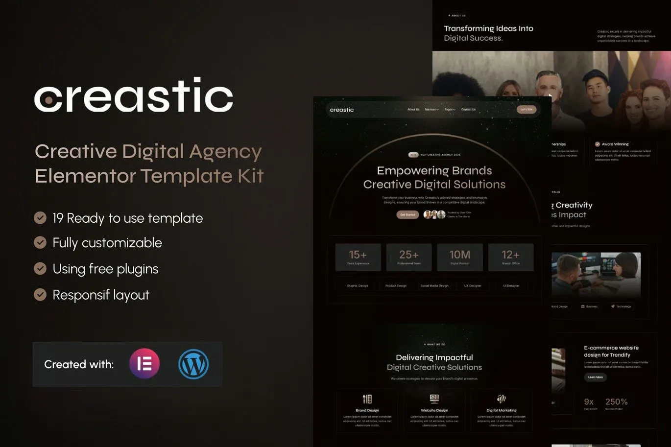 Creastic - Creative Digital Agency Elementor Template Kit best Creastic agency template instant download for Elementor