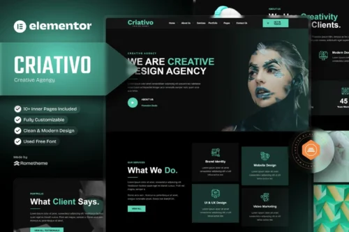 best creative agency Elementor template kit instant download