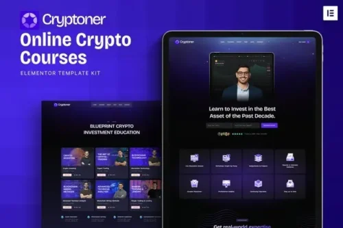 best crypto courses Elementor template instant download