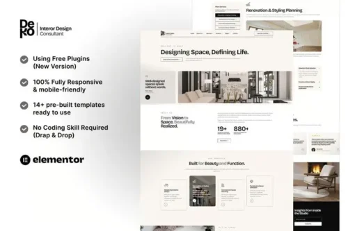 best Deko interior design Elementor template kit download