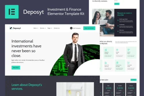 best finance Elementor template instant download for investment firms