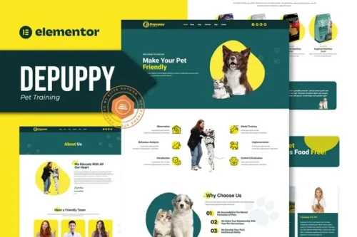 best pet training Elementor template kit instant download