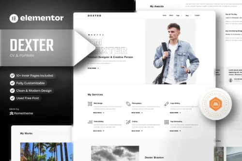 best Dexter Elementor portfolio template instant download