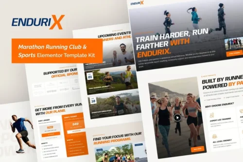 best marathon running club Elementor template instant download
