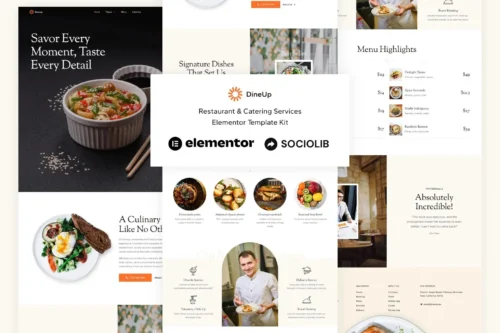 best restaurant Elementor template kit instant download