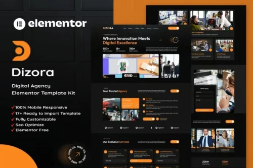 best digital agency template kit for Elementor instant download