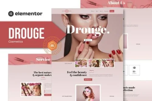 best Drouge cosmetic Elementor template kit instant download