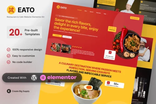 best Eato restaurant Elementor template instant download