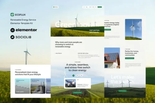 best Ecoflux Elementor template kit renewable energy download