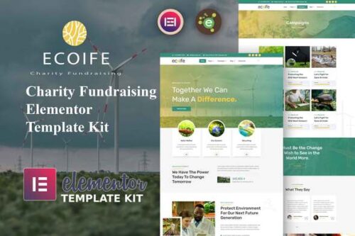 best charity Elementor template kit instant download