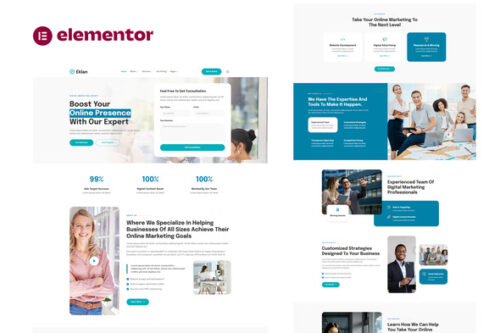 best digital marketing agency Elementor template kit download