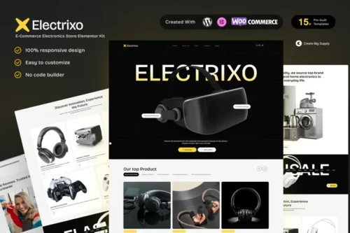 best electronics store Elementor template kit for instant download