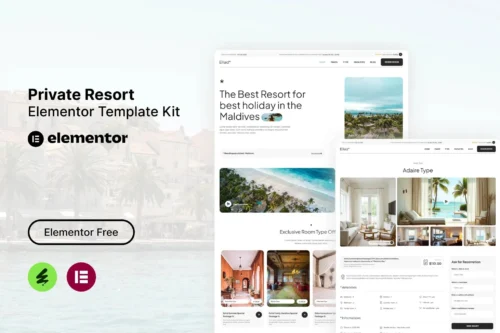 best private resort Elementor template kit download
