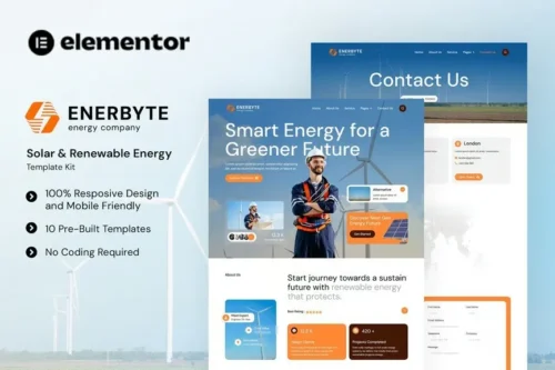 best solar energy Elementor template kit instant download