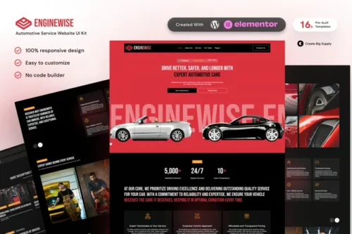 best EngineWise automotive Elementor template instant download