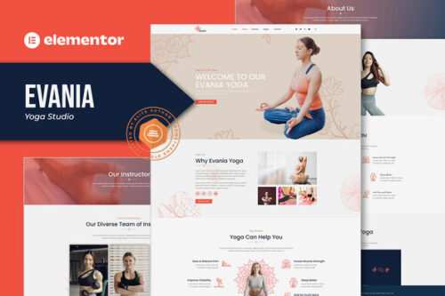 best Evania yoga studio Elementor template kit download