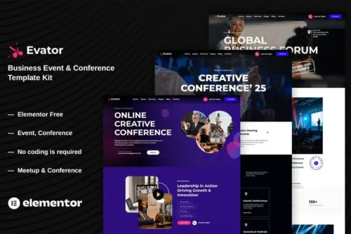 Premium Event Conference Template Kit for Elementor - Instant Download