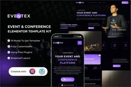 best Eventex Elementor Template Kit for event websites instant download