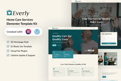 best home care Elementor template for instant download