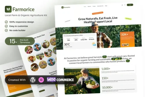 best Farmorice Elementor template for farms instant download