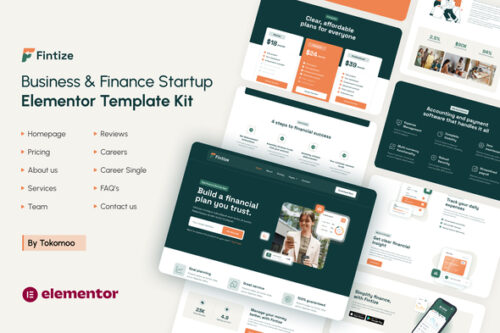 best finance Elementor template kit instant download
