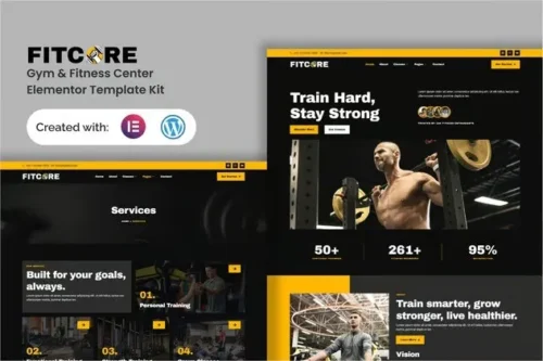 best gym Elementor template kit with instant download