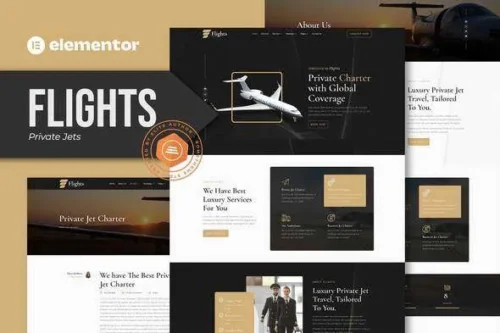 best private jets Elementor template kit instant download
