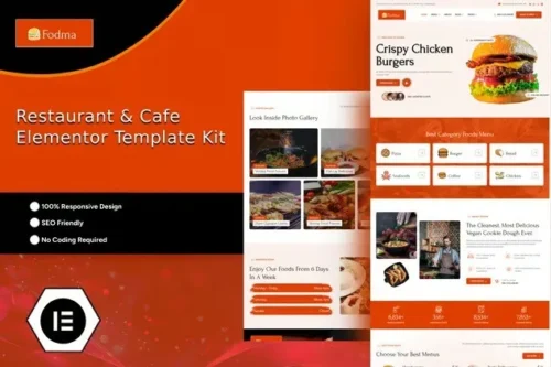 best restaurant Elementor template kit instant download